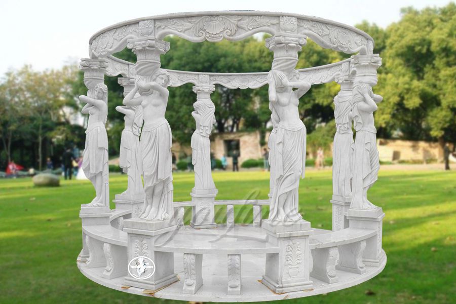 big outdoor carved lady statue marble garden gazebo …